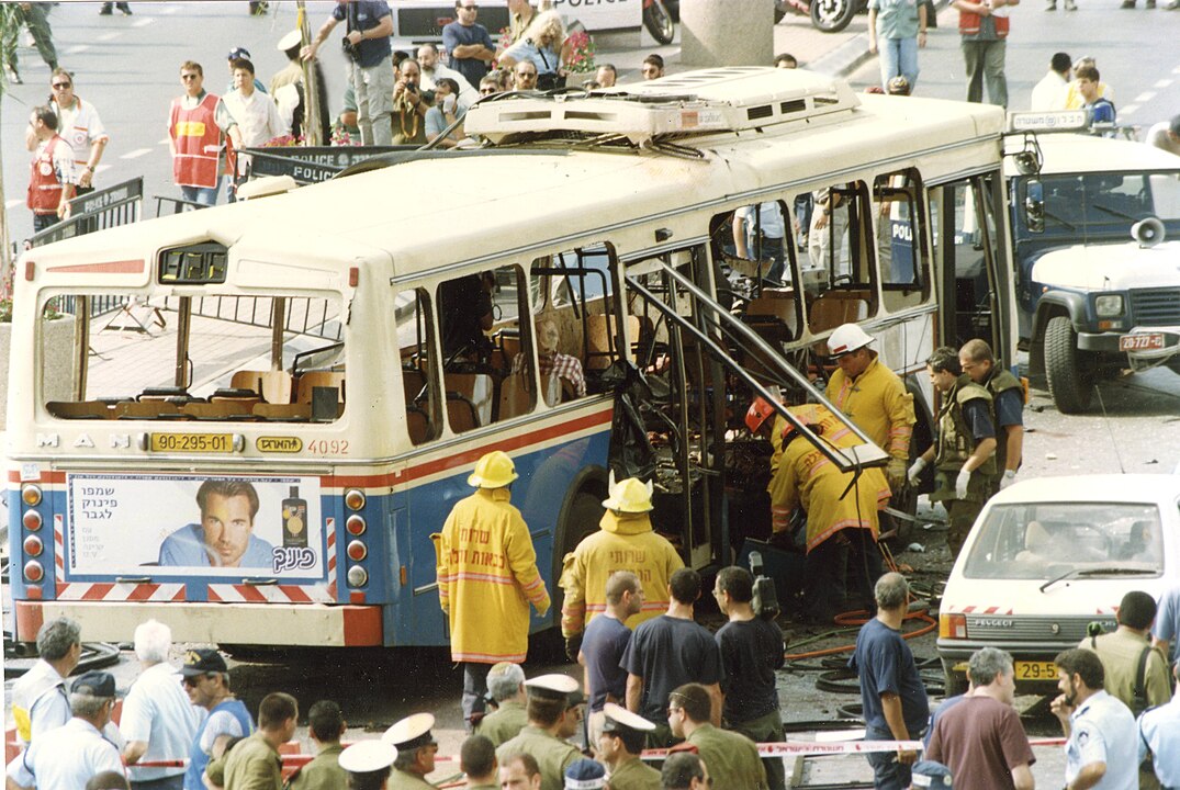 Aftermath of the Ramat Gan bus bombing in Israel, 1995