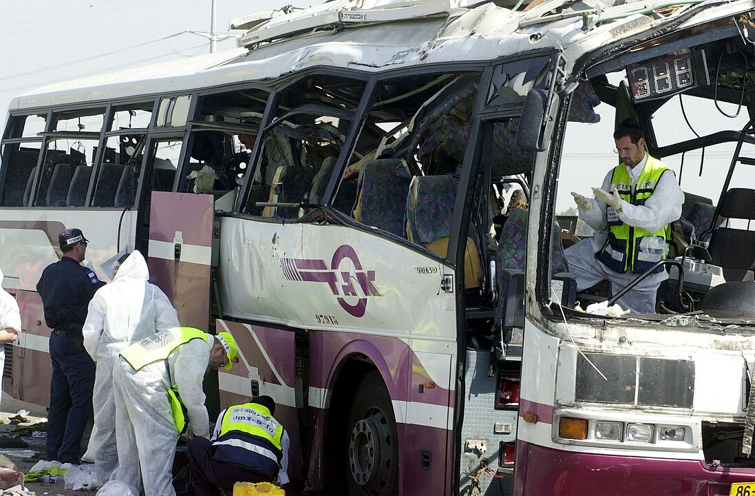 Aftermath of the Yagur Junction bombing during the Second Intifada, 2002